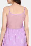 Zivame Floral Vows Woven Knee Length Nightdress - African Violet — thumbnail 6